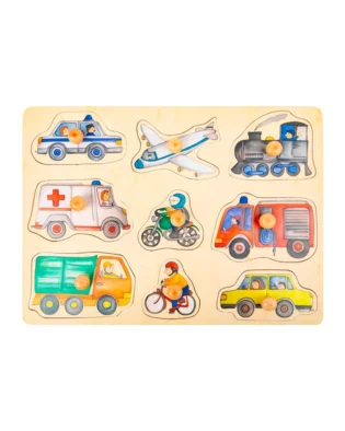 puzzle encaixe com pegas meios de transporte