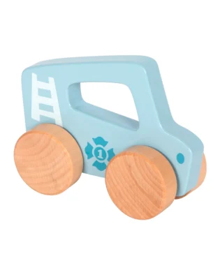 carro em madeira para empurrar azul