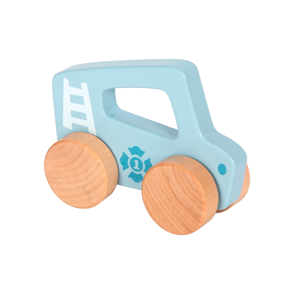 carro em madeira para empurrar azul