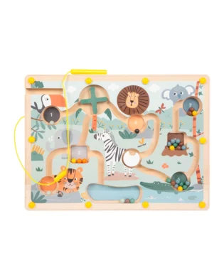 labirinto magnetico em madeira safari