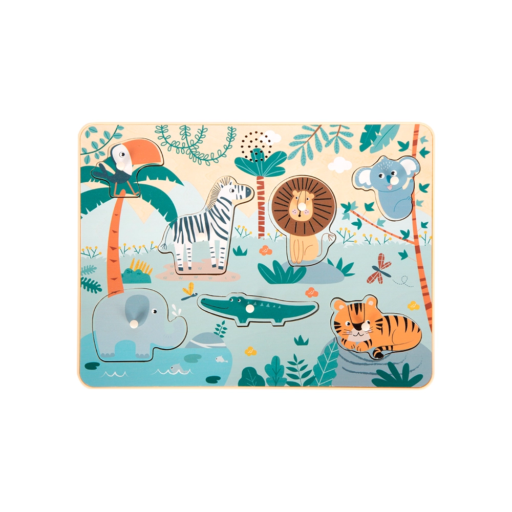 puzzle de encaixe sonoro com pegas safari